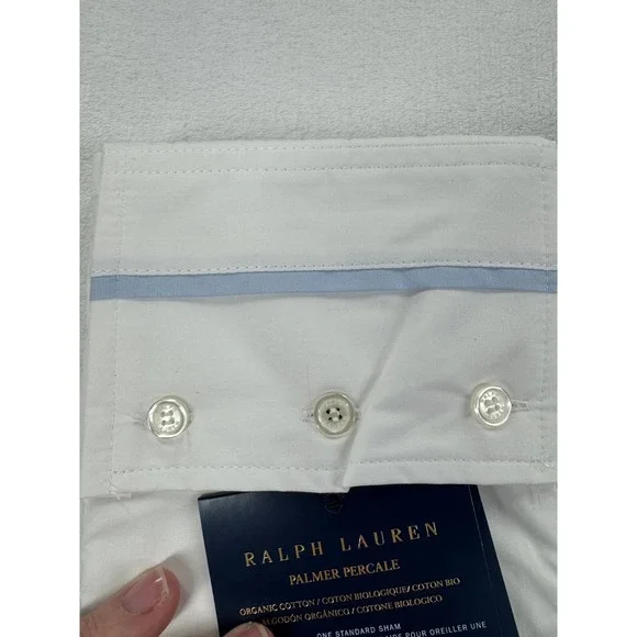 NWT Ralph Lauren Organic Cotton Percale Palmer Sham Pillow Case Blue - 20X28 in